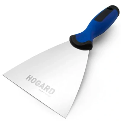 Immagine di HOGARD Spatola Per Stucco in Acciaio Inox Raschietti con Manico Ergonomico Stuccare Made EU 100 mm
