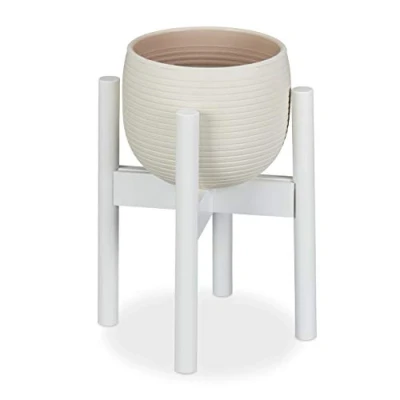 Immagine di Relaxdays Portavasi in Bambù, Regolabile, per Vasi da max. 32 cm, Portafiori, Supporto Piante, H:35,5 Bianco