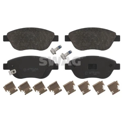 Immagine di SWAG 40 91 6630 Kit pastiglie freno Assale anteriore con segnalatore acustico usura materiale di fissaggio OPEL: Corsa D Hatchback, FIAT: 500L