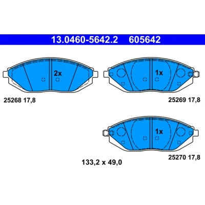 Immagine di ATE 13.0460 5642.2 Kit pastiglie freno con segnalatore acustico usura CHEVROLET: Spark