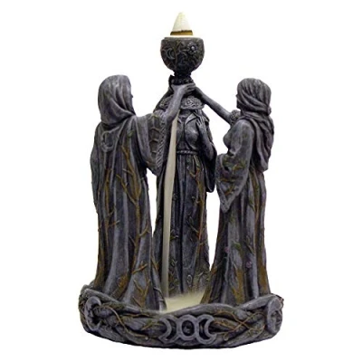 Immagine di Nemesis Now Bruciatore di incenso con scritta &quot;Mother Maiden &amp; Crone&quot;, 18 cm, in resina, colore: Nero