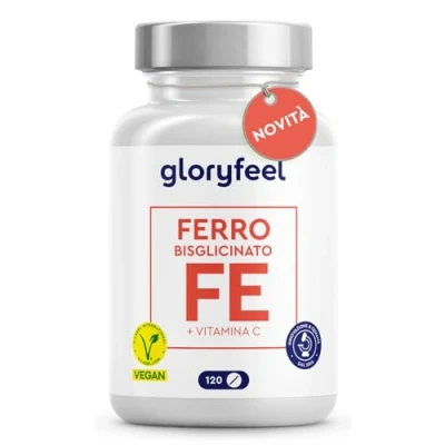 Immagine di Ferro Bisglicinato con Vitamina C, Supporto per Stanchezza e Sistema Immunitario, 100% Vegan, Senza Glutine Lattosio, 120 Compresse 4 Mesi