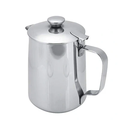 Immagine di Tazza da Caffè in Acciaio Inox, 600ml Brocca Schiuma di Latte Cappuccino, con Coperchio, per Art Cucina Ufficio