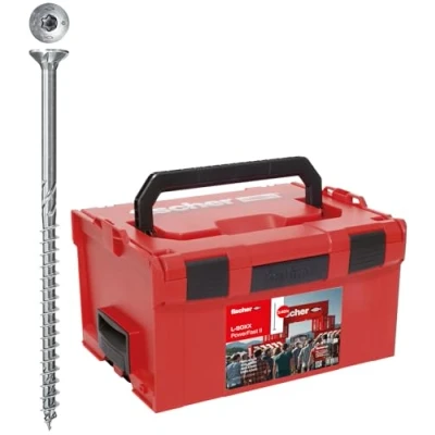 Immagine di fischer L Boxx PowerFast II, 3.400 viti per truciolato II in diverse dimensioni con testa svasata, azionamento TX e filettatura parziale, una lavorazione rapida flessibile, incl. set