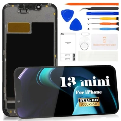Immagine di Schermo LCD di ricambio OLED per iPhone 13 MINI A2628 Touch Digitizer Assembly Kit riparazione (nero, area display più grande)