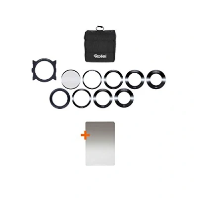 Immagine di Rollei Mark II Starter filter holder Kit I Sistema di filtri a innesto per quadrati da 100 mm, incluso filtro soft GND8 e CPL, adattatore lenti 52 82 borsa trasporto