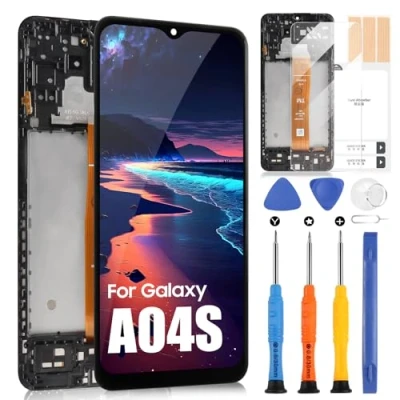 Immagine di LCD Schermo per Samsung Galaxy A04S A047F Display SM A047F/DS A047F/DSN Digitazer Touch Screen Sostituzione con Riparazione Kit(6,5&quot;,Nero Cornice)