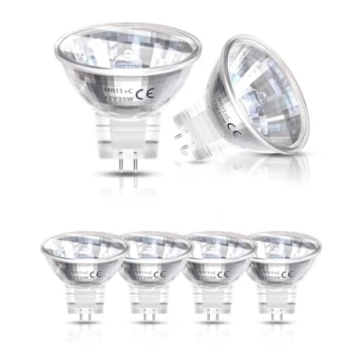 Immagine di DoRight 6 Pezzi MR11 35W 12V Lampadine Alogene, Lampadina Faretto Base Bi pin GU4 Dimmerabile con Coperchio in Vetro, Bianco Caldo 2800K 35mm Diametro Lampada Riflettore per Luce da Incasso