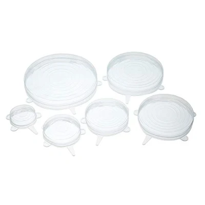 Immagine di Kc Blue Coperchi in Silicone Easy Stretch/Coperchi per Alimenti/ Impugnature Apriscatole, Grigio/Nero, Set di 6