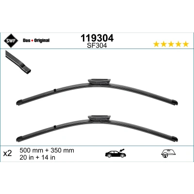 Immagine di Spazzola tergi Swf Visioflex 119304 anteriore Senza telaio SMART: Fortwo III Coupe, Forfour II Hatchback, Cabrio, RENAULT: Twingo 3