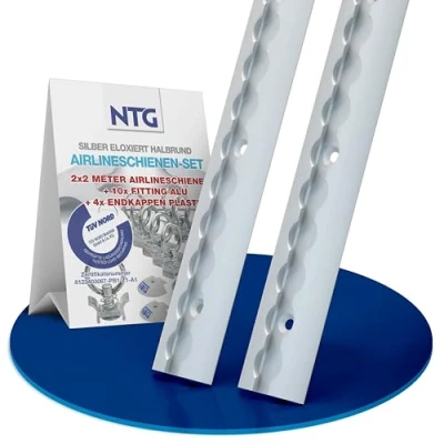 Immagine di NTG, binari in alluminio, 2 da m l’uno, forma semicircolare con fori e set di accessori per principianti