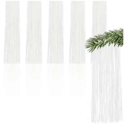 Immagine di com four® 5X Tinsel Ghirlanda Bianca in per Natale Decorazioni Albero di L&#039;Albero Tenda con Fili Lisci (Bianco 05 Pezzi)