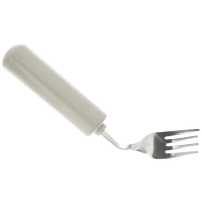 Immagine di Homecraft Queens Cutlery, Right Handed Fork, Angled (Eligible for VAT relief in the UK) Stainless Steel Adaptive Dining Utensil Elderly, Disabled, Handicapped, Large Built Up Handle Good Grip