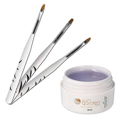 Immagine di UV Gel di finitura trasparente 30 ml comprensivo 3 pezzi. Set pennelli per unghie