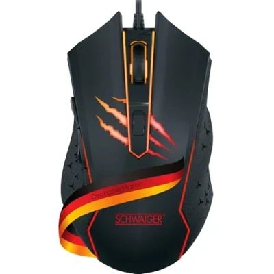 Immagine di SCHWAIGER GM3000 mouse da gioco computer PC accessori 6 pulsanti illuminazione RGB cablata ergonomico nero rosso