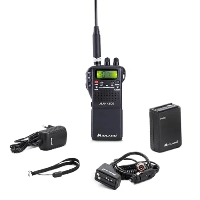 Immagine di Midland Alan 42 DS CB Radio senza licenza,Ricetrasmittente Portatile AM/FM Multi Banda per Tutti i Paesi EU, Ricetrasmettitore con Presa Accessori 2 Pin, Squelch Digitale