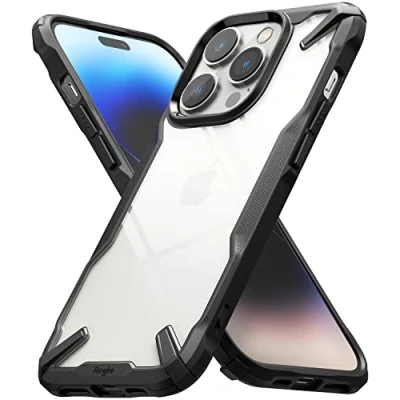 Immagine di Ringke Fusion X Compatibile con Cover iPhone 14 Pro (6.1&#039;&#039;), Custodia Disegni Antigraffio Retro Rigido Antiurto Paraurti Robusto TPU Black Nero