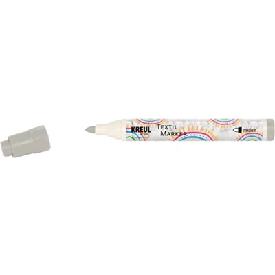Immagine di Kreul 90770 Pennarello Tessile Medio, Grigio, Larghezza Linea Circa 2 4 mm, Leggeri e Tessuti, Lavabile Dopo Il Fissaggio, Colore Grey, Medium,