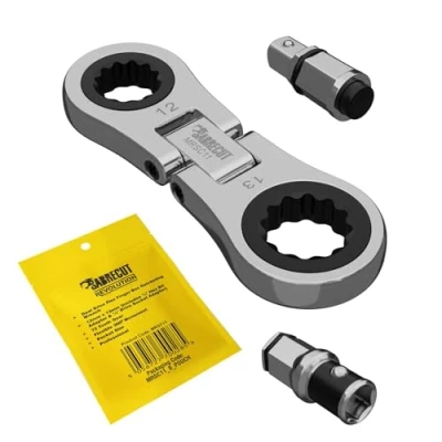 Immagine di 1 x SabreCut MRSC11 Dual Drive Flex 12 mm e 13 piccolo micro cricchetto con 6,3 (1/4&quot;) esagonale 1/4&quot; Square adattatori in acciaio inox professionale 72 denti ingranaggio chiave