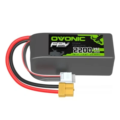 Immagine di OVONIC Batteria Lipo 4s 2200mAh 35C 14.8V Pacchetto Corto con Deans per RC Auto Barca Camion Heli Aereo Quadcopter Multi Motore Elicottero Fai da Te Hobby