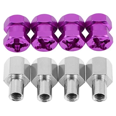 Immagine di Dilwe Adattatore Esagonale RC, 4 Pezzi per Ruota in Metallo D90 AX10 CC01 SCX10 F350 Auto RC(15mm Viola)