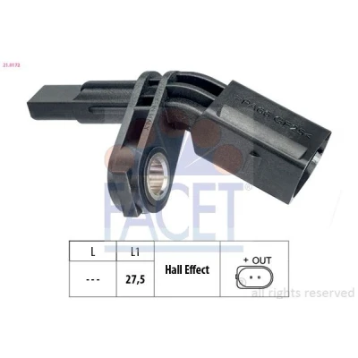 Immagine di FACET 21.0172 Sensore ABS VOLKSWAGEN: Tiguan I, Passat B7 Variant, II, AUDI: Q7, A3 Hatchback, Sportback, PORSCHE: Cayenne, Cayenne