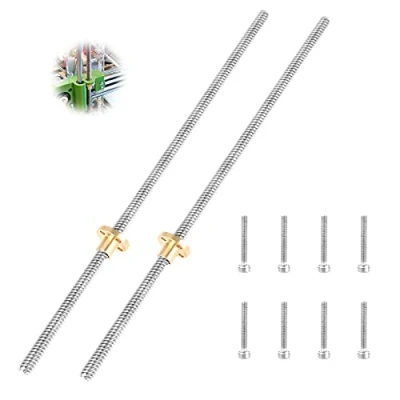 Immagine di Vite Filettata T8 2Pcs 300mm 3D Stampante 8mm Trapezoidale Piombo di Trasmissione Asta in Acciaio Inossidabile con Dado y 8Pcs per l&#039;asse Z Della / Motore Passo