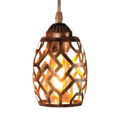 Immagine di TWSXTE E27 Sospensione vintage plafoniera industriale retrò, lampadario a gabbia in stile illuminazione interna, decorazione corda regolabile