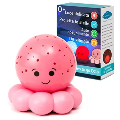 Immagine di Cloud b Proiettore Notturno Calmante da Viaggio Luminosità Delicata 3 Colori Auto Spegnimento Octo Baby Pink
