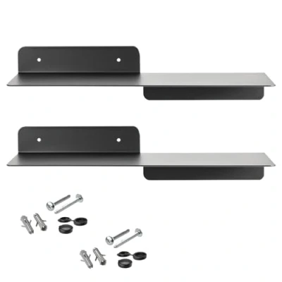 Immagine di SOTECH set di 2 mensole a muro design HOVER I 350 x 130 78 mm nero, montaggio parete, mensola galleggiante incl. fissaggio, moderna per la parete in bagno, cucina o soggiorno