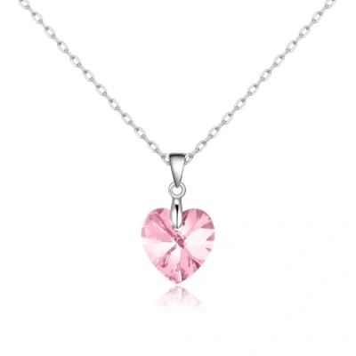 Immagine di Philip Jones Collana Cuore Rosa Chiaro in Argento Sterling Creata con Cristalli Zircondia®