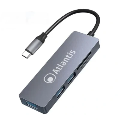 Immagine di Adattatore Atlantis A04 TC_CR+HB 5 in 1 da Type C a HUB 3 porte USB 3.0 + Card Reader