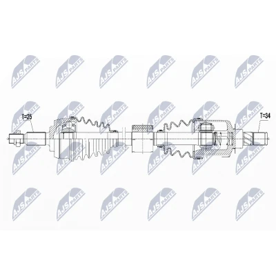 Immagine di NTY NPW RE 061 Albero motore / Semiasse Assale anteriore, anteriore Sx Trasmissione automatica, Cambio a doppia frizione RENAULT: Captur