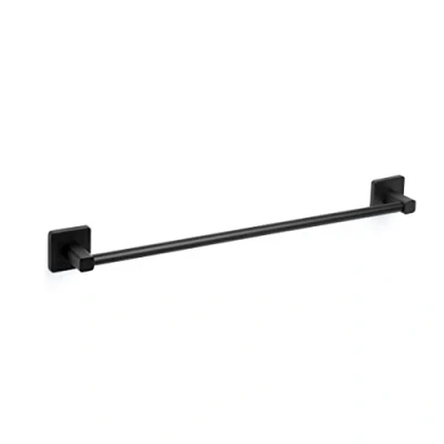 Immagine di TATAY Porta asciugamani da Bagno Grande, della collezione Accessori NERO, Acciaio Inox e Zamak, Doppio sistema di fissaggio con Viti Adesivi, Nero. 6 x 6,5 60 cm
