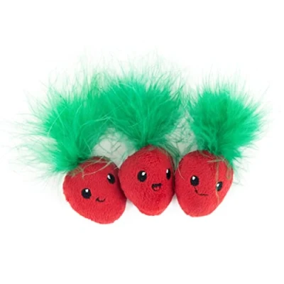 Immagine di Petstages Straw Babies Gioco a rete per gatti l&#039;igiene dentale con erba gatta rosa 3 pezzi