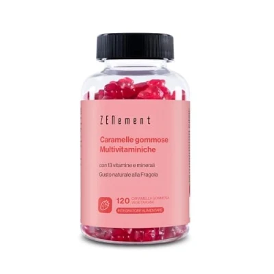 Immagine di Multivitaminico Caramelle, 120 Caramelle Gommose Integratore Completo con 13 Vitamine e Minerali Multivitaminiche Gusto Fragola Vitamina C, D3, B, E, Zinco Zenement