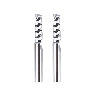 Immagine di SpeTool 2 frese in alluminio da 6 mm, fusto alluminio, 22 lunghezza di taglio VHM, fresa CNC, per legno, superiore acrilico e plastica