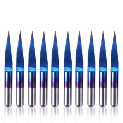 Immagine di SainSmart Genmitsu 10Pcs Nano Blue Coat Bits per l&#039;incisione del mantello, 20 gradi 0.1mm punta 1/8&quot; gambo conico a V Bit