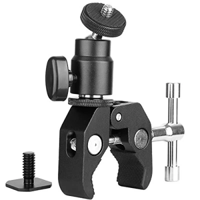 Immagine di ChromLives Morsetto per Fotocamera Super Mini Testa a Sfera Supporto Scarpe Calde con Vite Treppiede 1/4 &#039;&#039; 20 Monitor LCD/DV, Luci LED, Luce Flash e altro