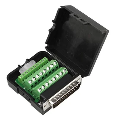 Immagine di Futheda D SUB DB25 maschio Breakout Board adattatore connettore 25 pin porta seriale senza saldare al modulo di segnale terminale bulloni lunghi e dadi con custodia