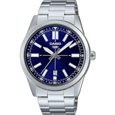 Immagine di Casio MTP VD02D 2E Orologio sportivo analogico da uomo con quadrante blu a 3 mani