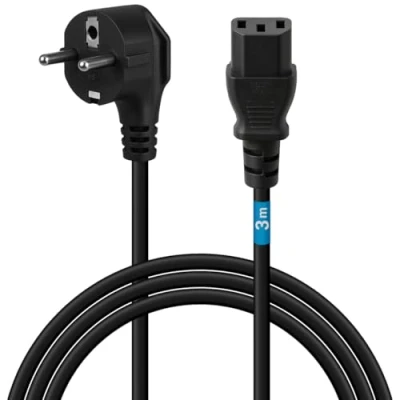 Immagine di Waytex 51103 Cavo di alimentazioni, 2 Poli e Terra, CEE7/7/IEC C13, 3 m, Nero