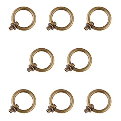 Immagine di Tiazza 8 anelli in ottone anticato, maniglie da cucina, armadi, cassetti, mobili stile retrò, piccoli tirare (bronzo antico)