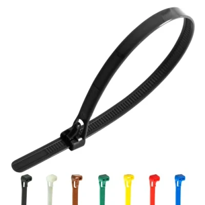 Immagine di Gocableties Confezione da 100 fascette fermacavi riutilizzabili, 250 mm x 7,6 mm, resistenti, nere, 25,4 cm, stringicavo in nylon resistente