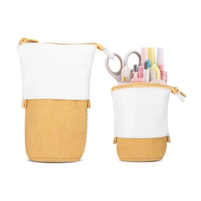 Immagine di Xespis Astuccio Telescopico, Scuola con Zip, Portapenne 2 in 1, Bambina, Legami, Cancelleria, per Bambini, Ragazze e Ragazzi(Giallo zenzero)