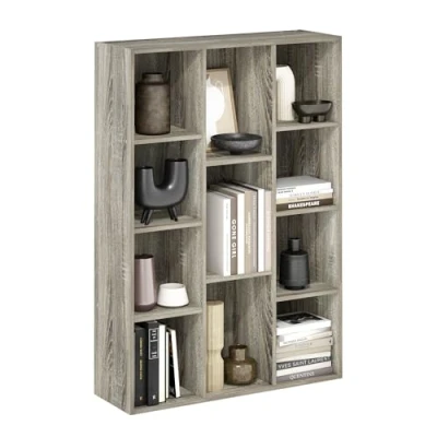 Immagine di Furinno Luder Libreria con 11 cubi, reversibile, in rovere francese