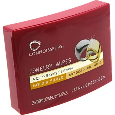 Immagine di Connoisseurs Panno Pulizia Argento 25 Panni Lucidanti per Pulire Gioielli e Oro Scudo Protettivo Secco, Monouso non Tossico