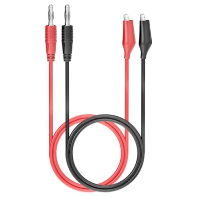 Immagine di Cleqee 4 mm spina a banana coccodrillo, kit di cavi in rame morbido, 2 pezzi, rosso e nero