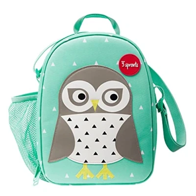 Immagine di 3 Sprouts Borsa Termica Bambini Frigo Piccola per Bambina e Bambino Pratica Scuola, Pranzi, Gite Multicolore, Isolamento Termico Efficace Gufo