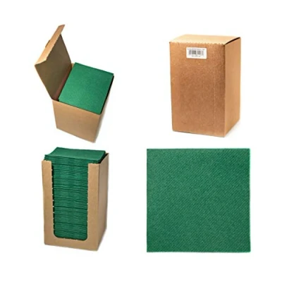 Immagine di Alvotex CHIC Airlaid 100 tovaglioli di coctail, piegati a 1/4 in tessuto, alta qualità, monouso, verde scuro, 20 x cm